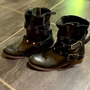 Black boots leather